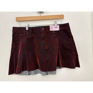 Wild Fable Burgundy Mini Denim Skort Skirt Size 8 NWT Target Pocket Flare